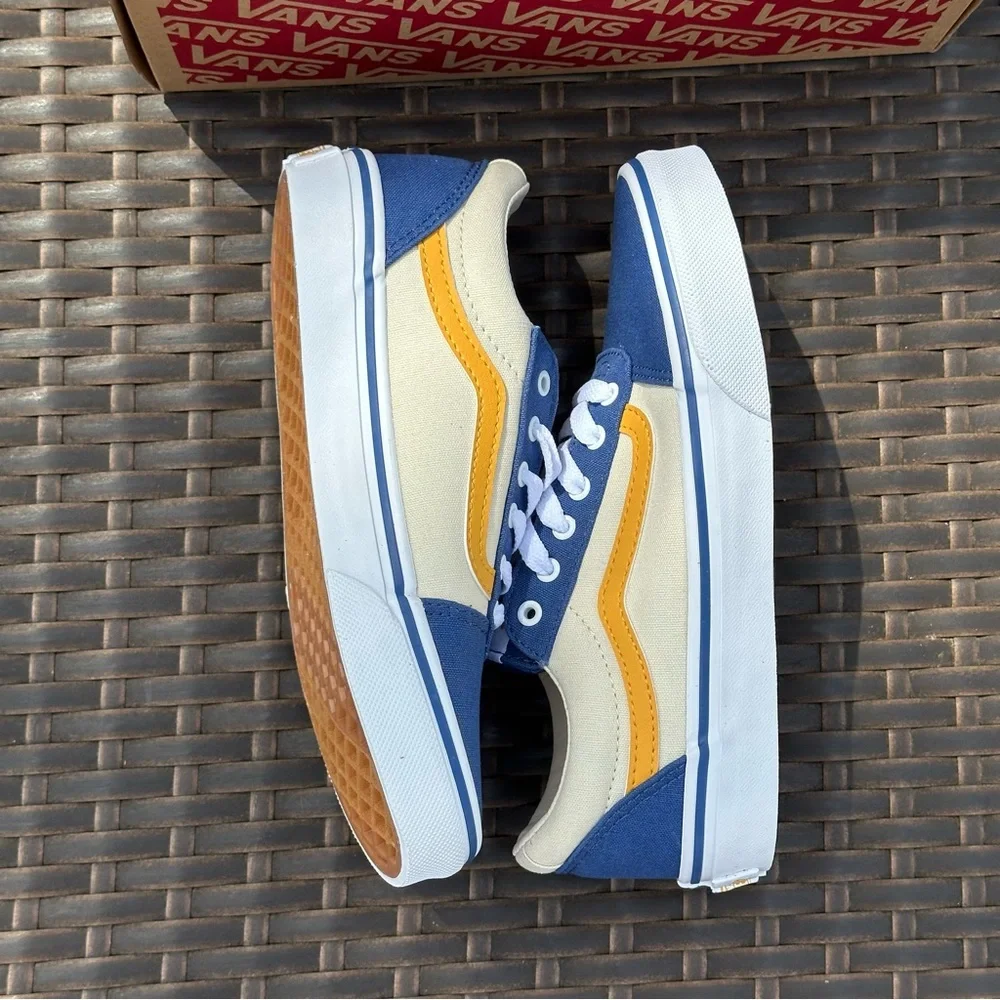 Vans Blue, Cream & Yellow Kids' Low Top Sneakers
